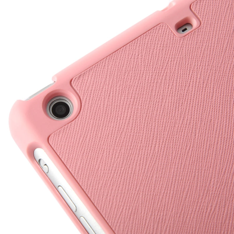 4-folding Cross Texture Leather Case with Sleep / Wake-up Function & Holder for iPad mini 1 / 2 / 3