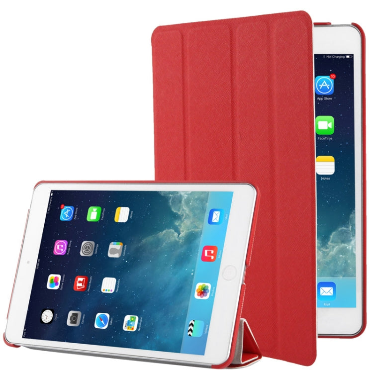 4-folding Cross Texture Leather Case with Sleep / Wake-up Function & Holder for iPad mini 1 / 2 / 3