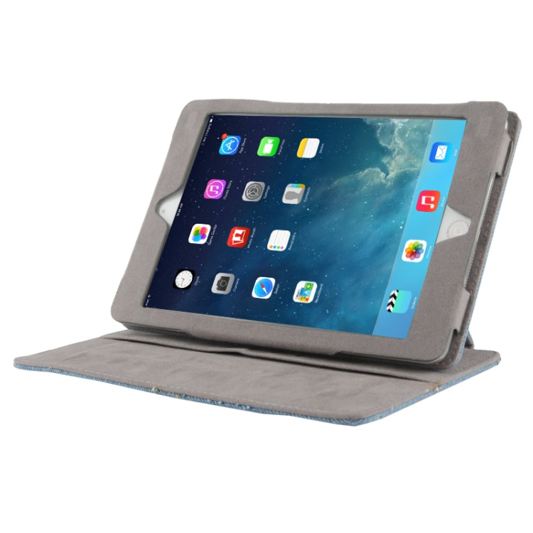 Denim Style Leather Case with 2-angle Holder & Credit Card Slots for iPad mini 1 / 2 / 3