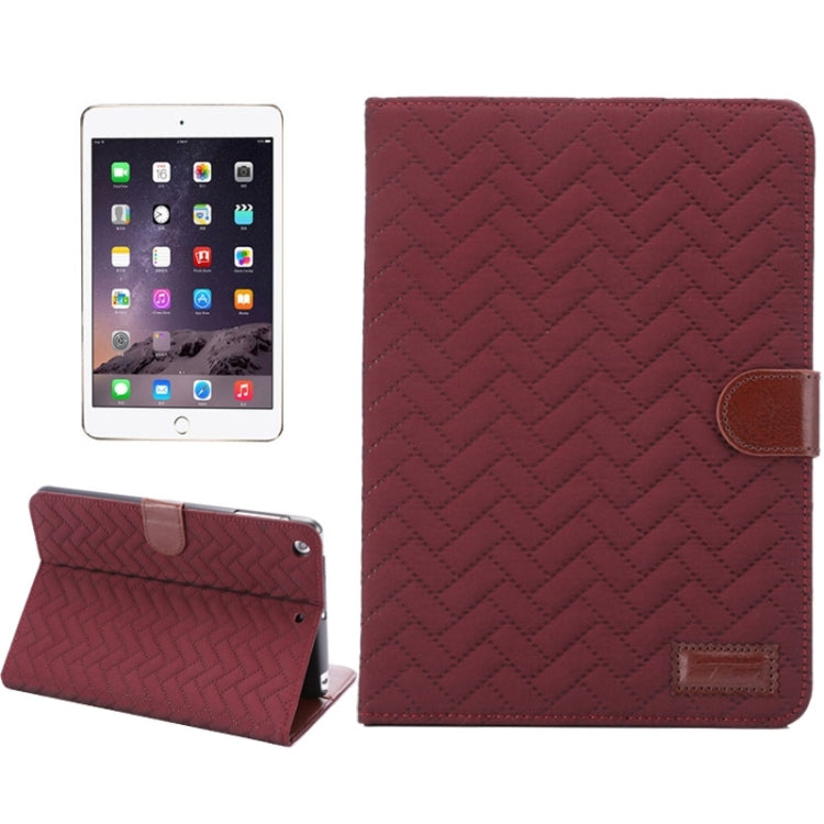 Plaid Texture Leather Case with Holder & Card Slots & Wallet & Sleep Function for iPad Mini3 / Mini 2