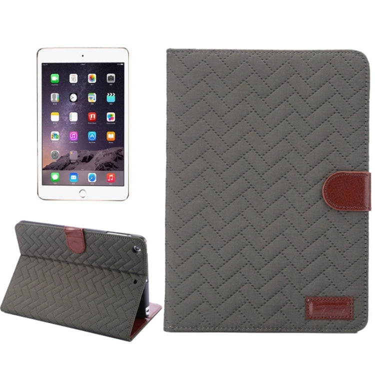 Plaid Texture Leather Case with Holder & Card Slots & Wallet & Sleep Function for iPad Mini3 / Mini 2