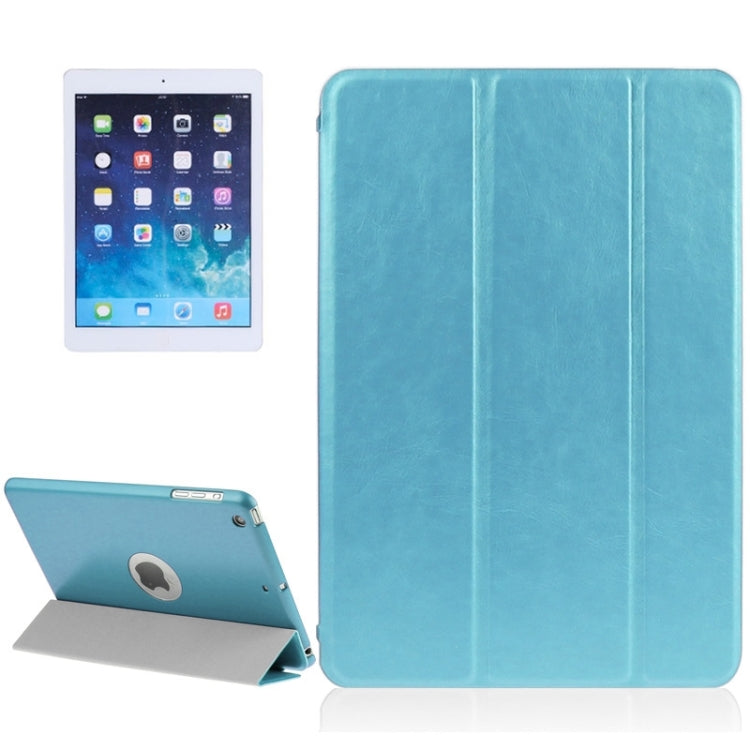 3-fold Lambskin Ultra-thin Plastic Back Shell Smart Leather Case with Sleep / Wake-up & Holder Function for iPad mini 3 / 2 / 1
