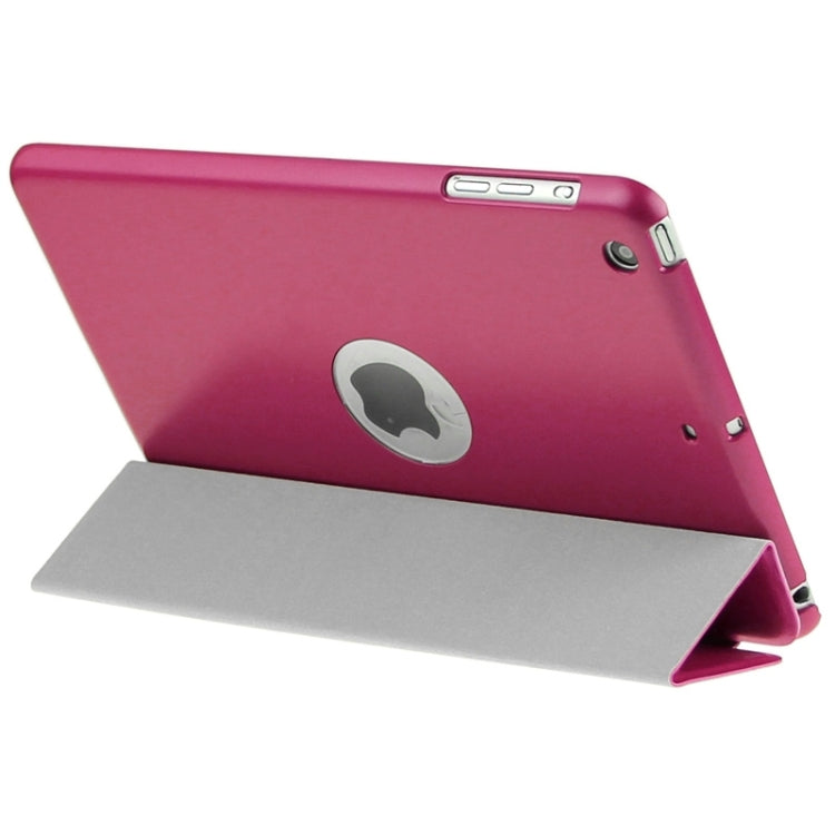 3-fold Lambskin Ultra-thin Plastic Back Shell Smart Leather Case with Sleep / Wake-up & Holder Function for iPad mini 3 / 2 / 1