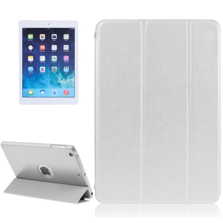 3-fold Lambskin Ultra-thin Plastic Back Shell Smart Leather Case with Sleep / Wake-up & Holder Function for iPad mini 3 / 2 / 1