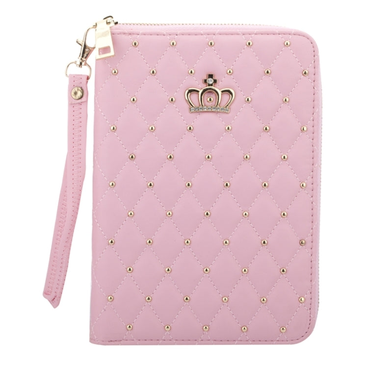Crown Pattern & Diamond Lattice Texture Diamond Encrusted Carry Case with Holder & Card Slots & Wallet & Lanyard for iPad mini 3 / 2 / 1