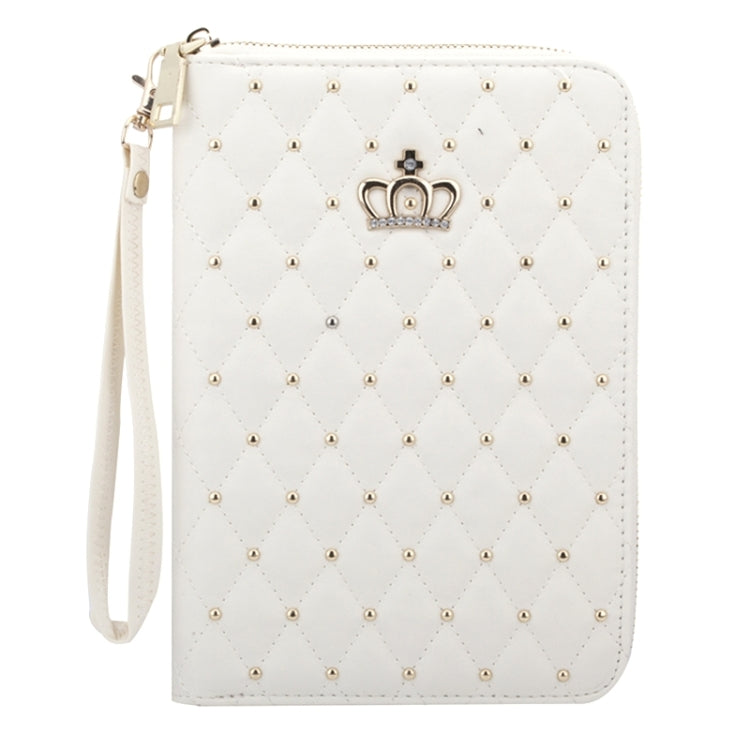 Crown Pattern & Diamond Lattice Texture Diamond Encrusted Carry Case with Holder & Card Slots & Wallet & Lanyard for iPad mini 3 / 2 / 1