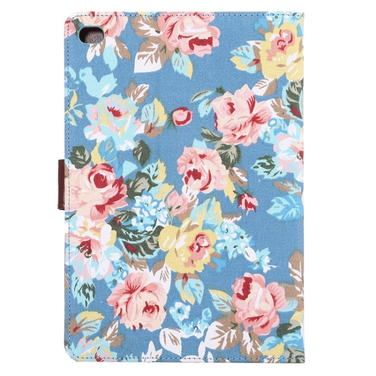 Peony Pattern Denim Texture Leather Case with Card Slots & Holder & Wallet & Sleep / Wake-up Function for iPad mini 4
