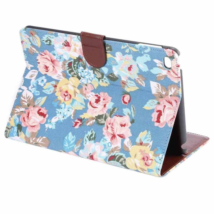 Peony Pattern Denim Texture Leather Case with Card Slots & Holder & Wallet & Sleep / Wake-up Function for iPad mini 4