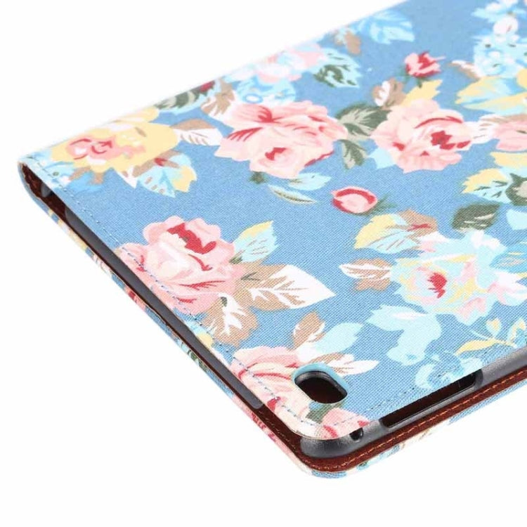 Peony Pattern Denim Texture Leather Case with Card Slots & Holder & Wallet & Sleep / Wake-up Function for iPad mini 4