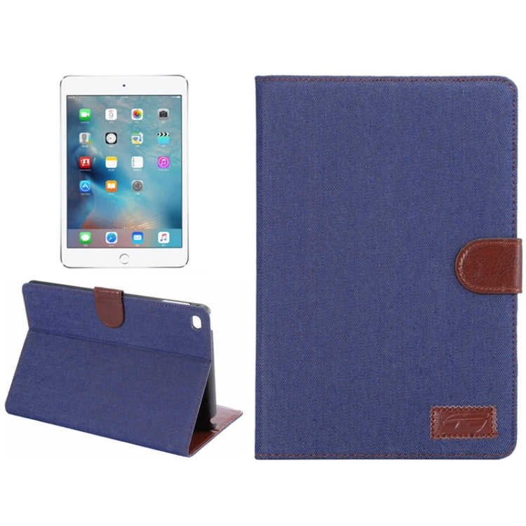 Denim Texture Leather Case with Card Slots & Holder & Wallet & Sleep / Wake-up Function for iPad mini 4