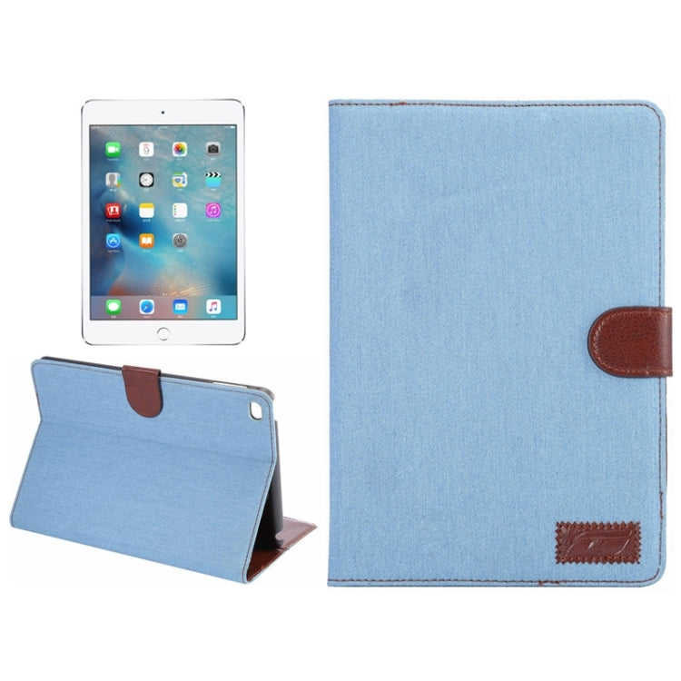 Denim Texture Leather Case with Card Slots & Holder & Wallet & Sleep / Wake-up Function for iPad mini 4