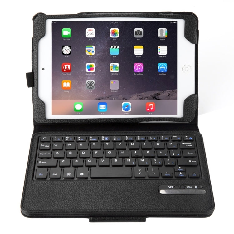 2 in 1 Detachable Bluetooth Keyboard Litchi Texture Leather Tablet Case with Holder for iPad mini 4(Black)