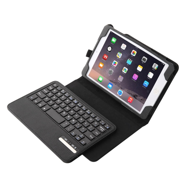 2 in 1 Detachable Bluetooth Keyboard Litchi Texture Leather Tablet Case with Holder for iPad mini 4(Black)