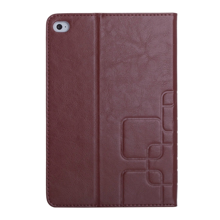 Crazy Horse and Lattice Texture Horizontal Flip Solid Color Leather Case with Holder and Card Slots for iPad mini 4