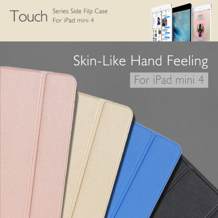Rock Touch Series Fashionable Business Style Horizontal Flip Leather Case with Three-folding Holder and Intelligent Sleep / Wake-up Function for iPad mini 4