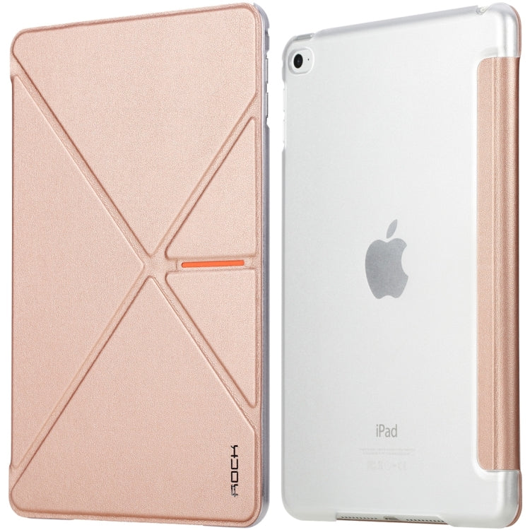 Rock DeVita Series Fashionable Business Style 1.38mm Horizontal Flip Leather Case with Tower-shaped Kickstand Holder and Intelligent Sleep / Wake-up Function for iPad mini 4