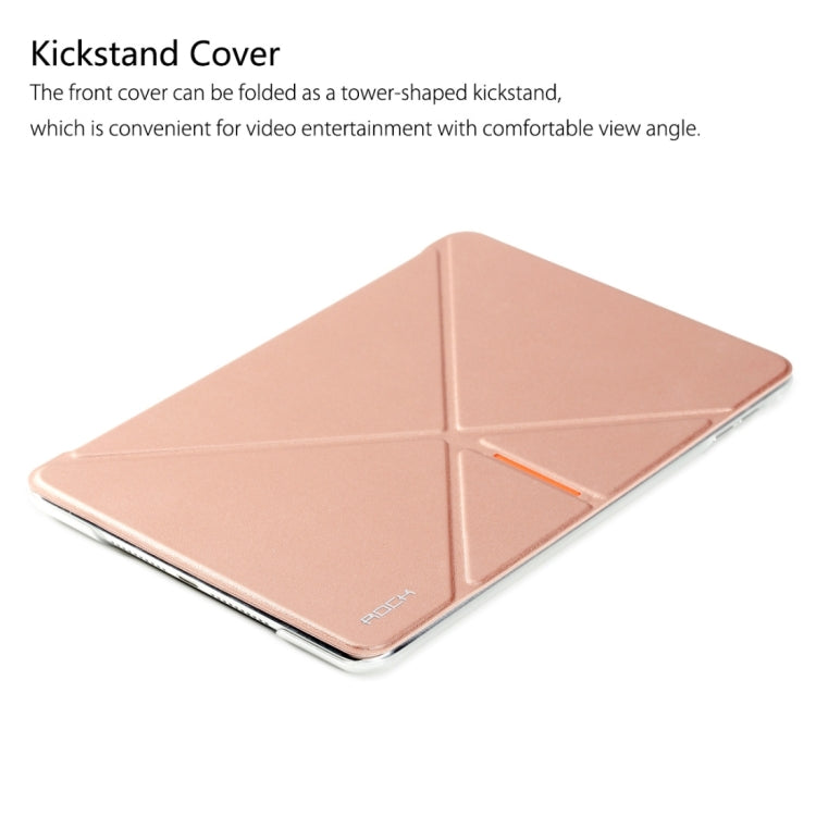 Rock DeVita Series Fashionable Business Style 1.38mm Horizontal Flip Leather Case with Tower-shaped Kickstand Holder and Intelligent Sleep / Wake-up Function for iPad mini 4