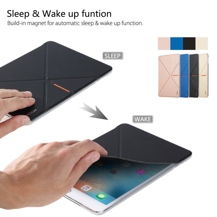 Rock DeVita Series Fashionable Business Style 1.38mm Horizontal Flip Leather Case with Tower-shaped Kickstand Holder and Intelligent Sleep / Wake-up Function for iPad mini 4