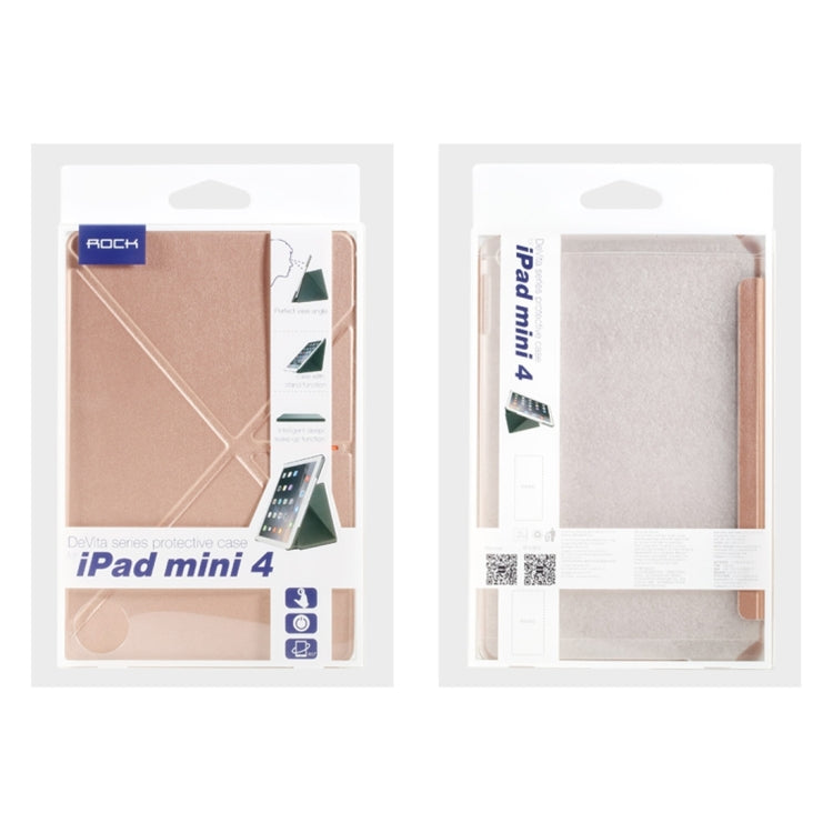 Rock DeVita Series Fashionable Business Style 1.38mm Horizontal Flip Leather Case with Tower-shaped Kickstand Holder and Intelligent Sleep / Wake-up Function for iPad mini 4