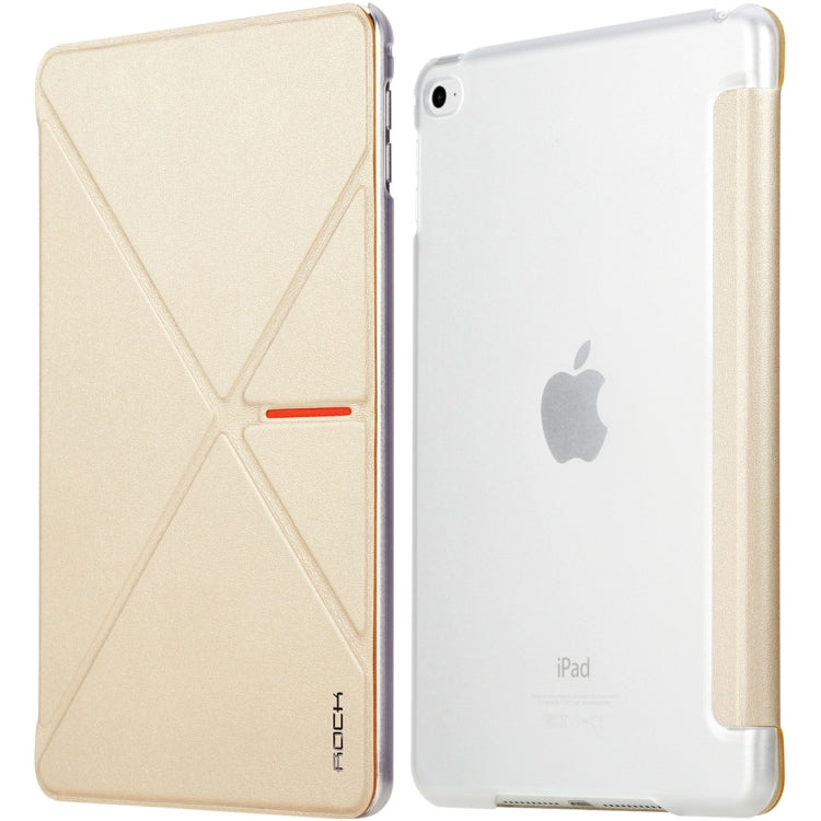 Rock DeVita Series Fashionable Business Style 1.38mm Horizontal Flip Leather Case with Tower-shaped Kickstand Holder and Intelligent Sleep / Wake-up Function for iPad mini 4