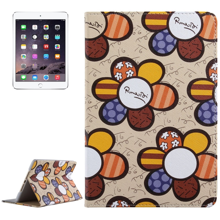Sunflower Pattern PC + PU Leather Case with Holder & Card Slots for iPad Mini 4