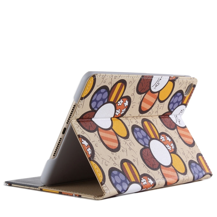 Sunflower Pattern PC + PU Leather Case with Holder & Card Slots for iPad Mini 4