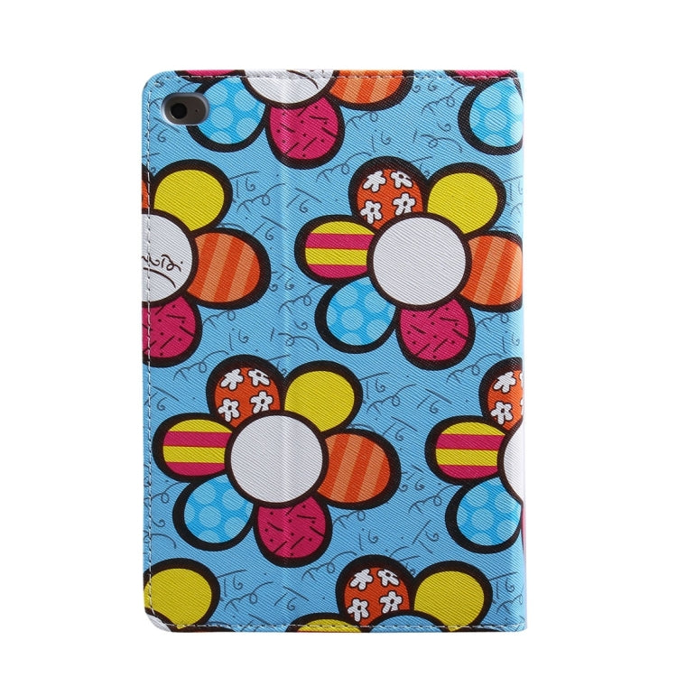 Sunflower Pattern PC + PU Leather Case with Holder & Card Slots for iPad Mini 4