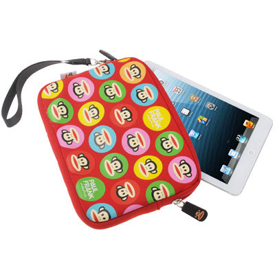Color Paul Frank Pattern Protective Soft Carry Bag with Dual-Zipped Close for iPad mini 1 / 2 / 3 (Red)