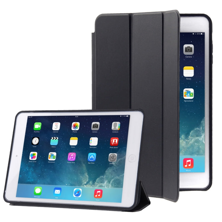 3-folding Naturally Treated Leather Smart Case with Sleep / Wake-up Function & Holder for iPad mini / mini 2 Retina