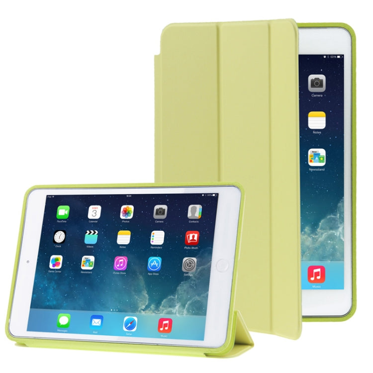 3-folding Naturally Treated Leather Smart Case with Sleep / Wake-up Function & Holder for iPad mini / mini 2 Retina