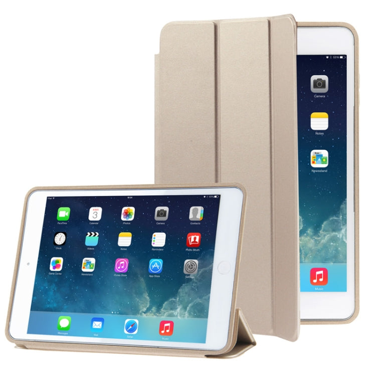 3-folding Naturally Treated Leather Smart Case with Sleep / Wake-up Function & Holder for iPad mini / mini 2 Retina