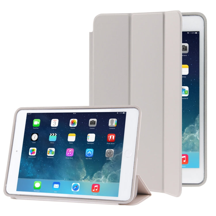 3-folding Naturally Treated Leather Smart Case with Sleep / Wake-up Function & Holder for iPad mini / mini 2 Retina