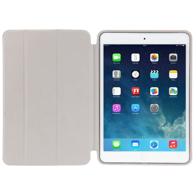 3-folding Naturally Treated Leather Smart Case with Sleep / Wake-up Function & Holder for iPad mini / mini 2 Retina