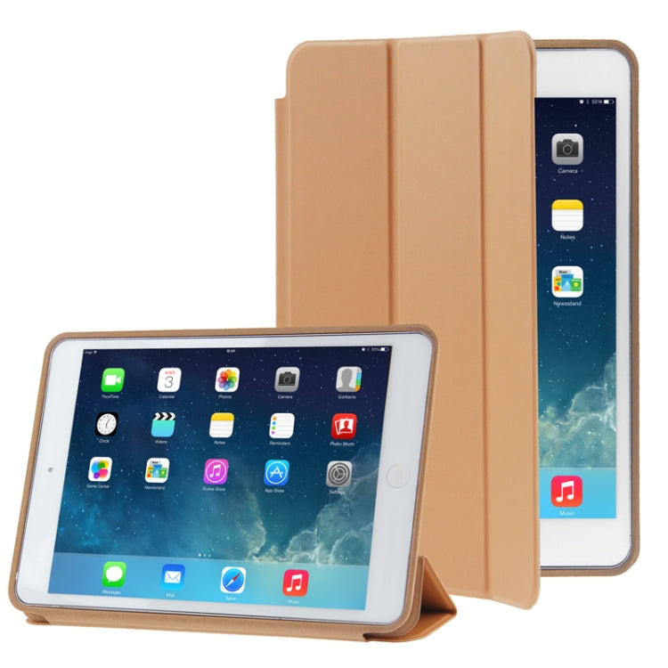3-folding Naturally Treated Leather Smart Case with Sleep / Wake-up Function & Holder for iPad mini / mini 2 Retina