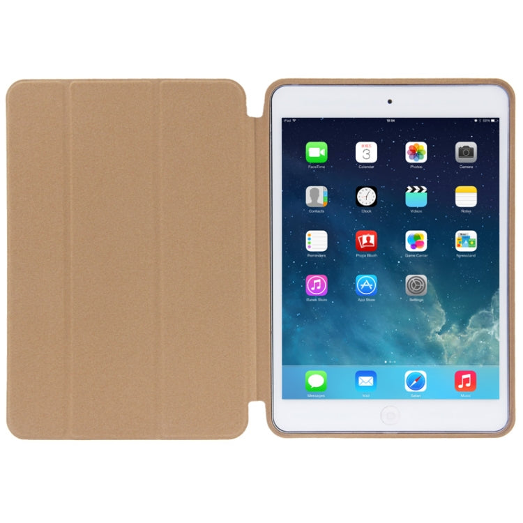 3-folding Naturally Treated Leather Smart Case with Sleep / Wake-up Function & Holder for iPad mini / mini 2 Retina