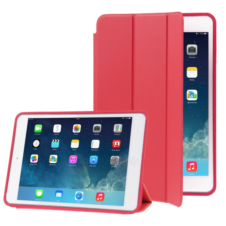 3-folding Naturally Treated Leather Smart Case with Sleep / Wake-up Function & Holder for iPad mini / mini 2 Retina
