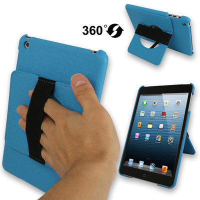 360 Degree Rotatable Cross Texture Plastic Case with Holder & Elastic Hand Strap for iPad mini 1 / 2 / 3