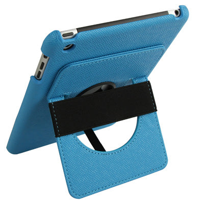 360 Degree Rotatable Cross Texture Plastic Case with Holder & Elastic Hand Strap for iPad mini 1 / 2 / 3