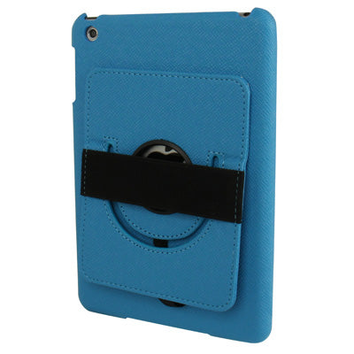 360 Degree Rotatable Cross Texture Plastic Case with Holder & Elastic Hand Strap for iPad mini 1 / 2 / 3