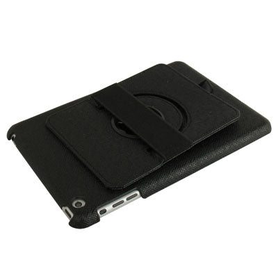 360 Degree Rotatable Cross Texture Plastic Case with Holder & Elastic Hand Strap for iPad mini 1 / 2 / 3