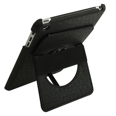 360 Degree Rotatable Cross Texture Plastic Case with Holder & Elastic Hand Strap for iPad mini 1 / 2 / 3