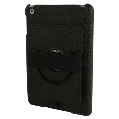 360 Degree Rotatable Cross Texture Plastic Case with Holder & Elastic Hand Strap for iPad mini 1 / 2 / 3