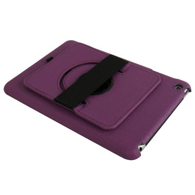 360 Degree Rotatable Cross Texture Plastic Case with Holder & Elastic Hand Strap for iPad mini 1 / 2 / 3