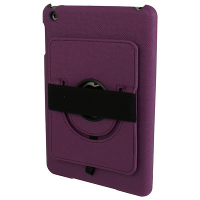 360 Degree Rotatable Cross Texture Plastic Case with Holder & Elastic Hand Strap for iPad mini 1 / 2 / 3