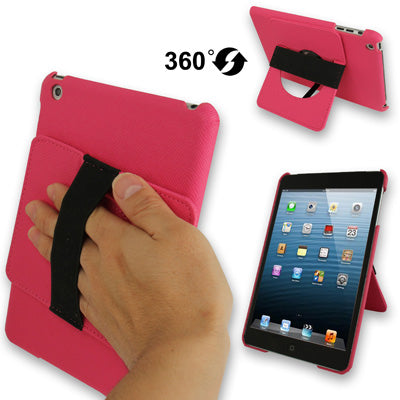 360 Degree Rotatable Cross Texture Plastic Case with Holder & Elastic Hand Strap for iPad mini 1 / 2 / 3