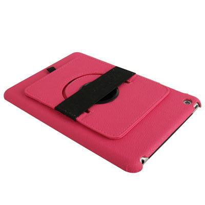 360 Degree Rotatable Cross Texture Plastic Case with Holder & Elastic Hand Strap for iPad mini 1 / 2 / 3
