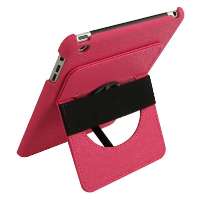 360 Degree Rotatable Cross Texture Plastic Case with Holder & Elastic Hand Strap for iPad mini 1 / 2 / 3