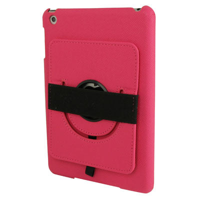 360 Degree Rotatable Cross Texture Plastic Case with Holder & Elastic Hand Strap for iPad mini 1 / 2 / 3