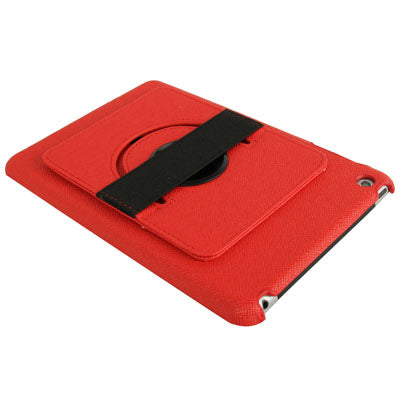 360 Degree Rotatable Cross Texture Plastic Case with Holder & Elastic Hand Strap for iPad mini 1 / 2 / 3