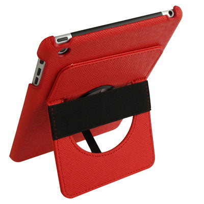 360 Degree Rotatable Cross Texture Plastic Case with Holder & Elastic Hand Strap for iPad mini 1 / 2 / 3